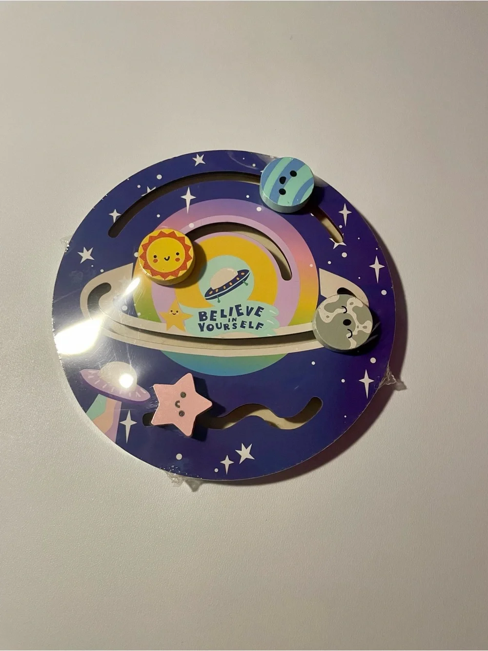 NWT Target Space Toddler Bundle Wooden Sliding Maze Puzzle & 5 Finger Puppets